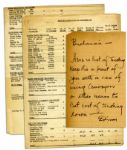 Thomas Edison Autograph Note Signed -- ...cut cost of trucking down...