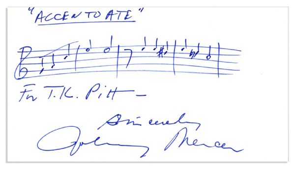 Johnny Mercer Autograph Musical Quotation Signed