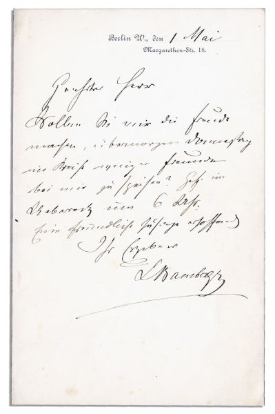 Reichsbank Founder Ludwig Bamberger Autograph Letter Signed