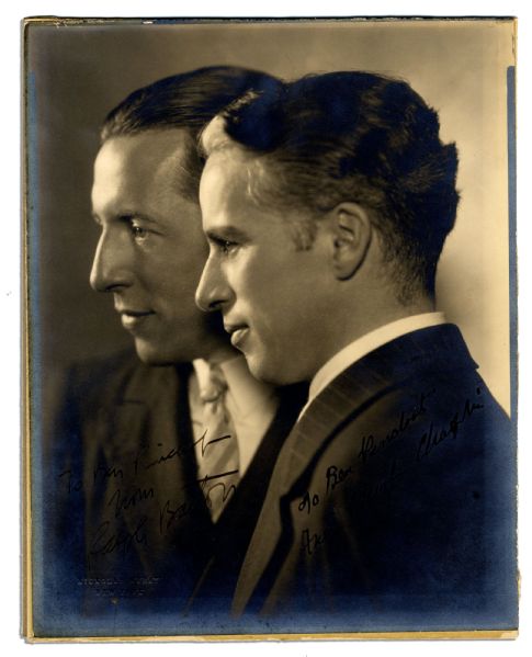 Early Charlie Chaplin & Ralph Barton Signed 8'' x 10'' Photo 