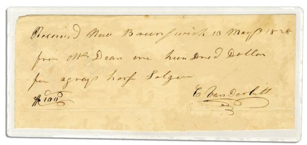 Cornelius Vanderbilt Autograph Note Signed -- Vanderbilt, as a Young Entrepreneur, Buys a Horse