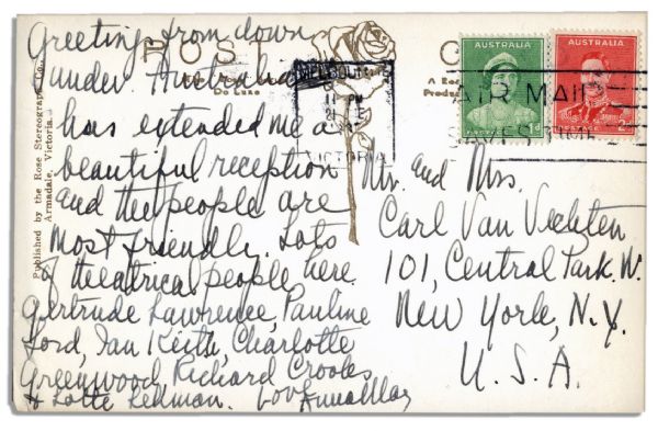 Anna May Wong Autograph Letter Signed -- ''...Lots of theatrical people here...Gertrude Lawrence, Pauline Lord, Ian Keith, Charlotte Greenwood, Richard Crooks & Lotte Lehmann...''