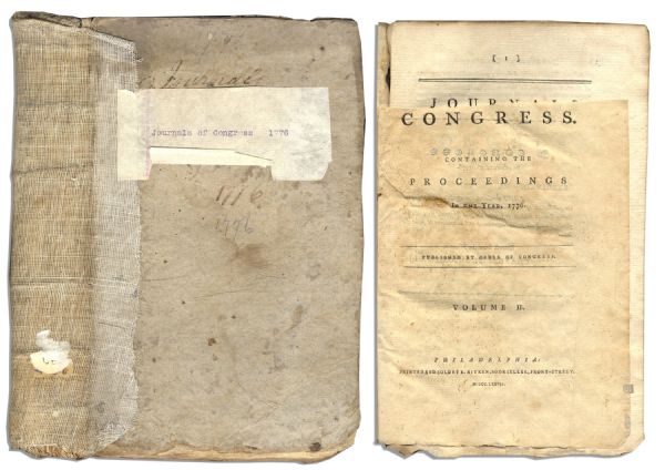 Extremely Rare Original ''Journals of Congress, Volume II'' With the Declaration of Independence Printed Within -- Covering 1776 Continental Congress Sessions