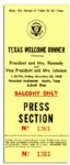 Press Section Ticket for JFK Texas Welcome Dinner -- Dinner Cancelled Because of Assassination