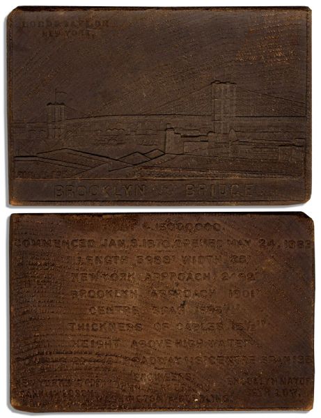 Brooklyn Bridge 1883 Opening Ceremony Souvenir Issued by Lord & Taylor Department Store -- Scarce