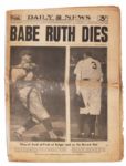 New York Daily News Delivers the Sad Headline -- Babe Ruth Dies