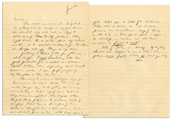 Dwight Eisenhower WWII Autograph Letter Signed -- ''...The war is serious - we'll never preserve our...ways of living in the U.S. - free speech - press - and right to worship - unless we...fight...''