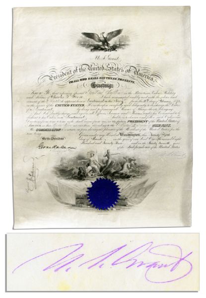 Ulysses S. Grant Signs a Naval Appointment as President -- 1873