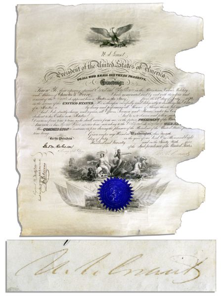 Ulysses S. Grant Signed Naval Document as President -- 1870