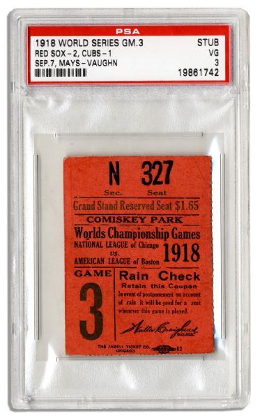 1918 World Series Ticket Stub -- With PSA/DNA Authentication