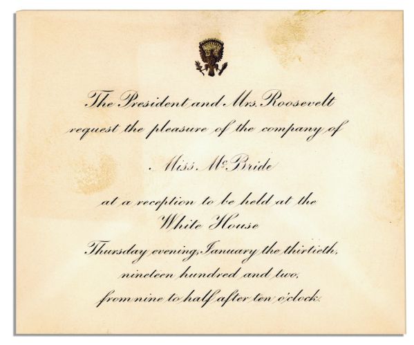 Theodore Roosevelt 1902 White House Invitation 
