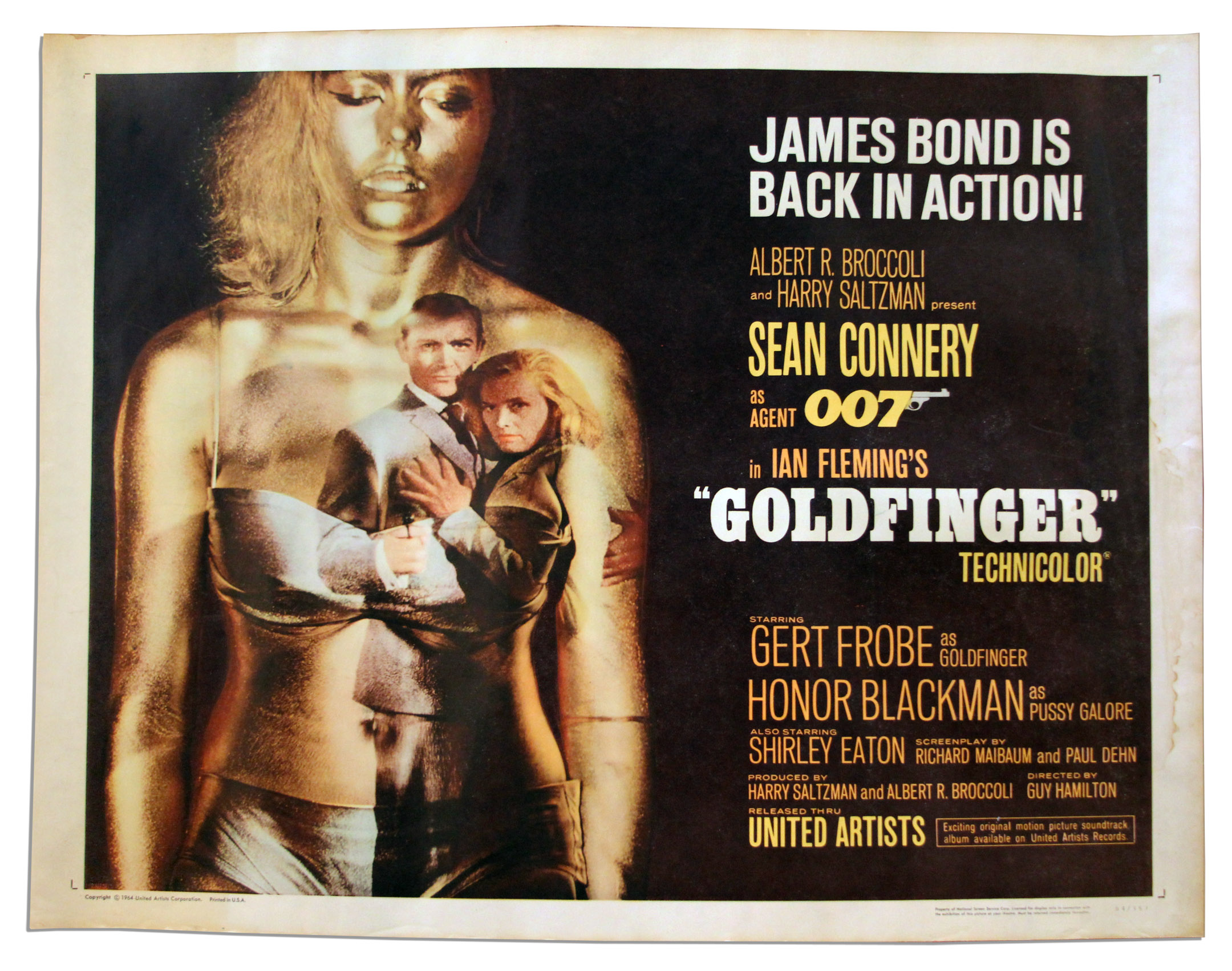  James Bond Goldfinger 1964 six sheet movie poster