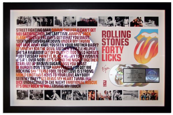 Rolling Stones RIAA Multi-Platinum Award For 40 Year Anniversary Compilation Album ''Forty Licks'' 