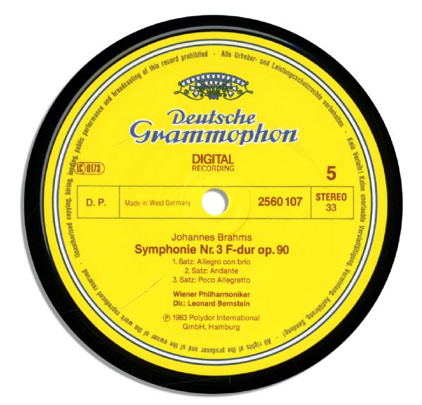 Leonard Bernstein Boxed 4-Vinyl Record Set Signed -- ''Brahms 4 Symphonien: Haydn Variations, Academic Festival, & Tragic Overtures''
