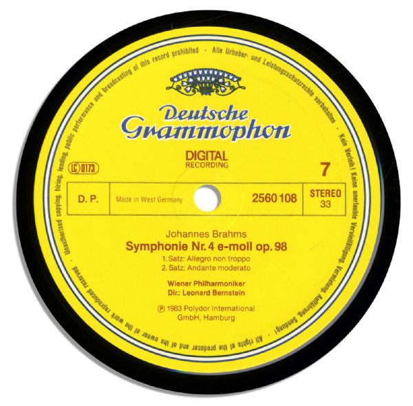 Leonard Bernstein Boxed 4-Vinyl Record Set Signed -- ''Brahms 4 Symphonien: Haydn Variations, Academic Festival, & Tragic Overtures''