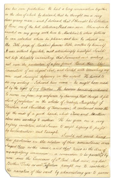Samuel Taylor Coleridge Autograph Letter -- …I conceived such writing not more the production of a fine-formed Hand, than the emanation of an elegant Soul… -- 1791