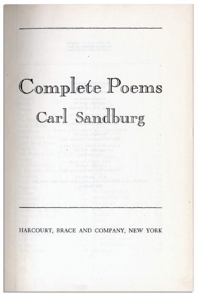 Complete Collection of Carl Sandburg's Poetry Through 1950, Signed