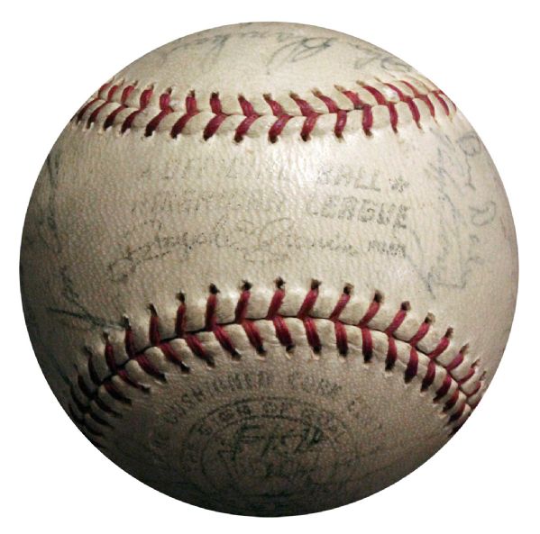 1962 World Series Champion Yankees Team Signed Ball -- Yogi Berra, Robin Roberts, Whitey Ford & More -- With PSA/DNA COA