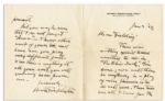 Booth Tarkington Autograph Letter Signed -- ''...I know other work of yours, too, and have seen you play very different parts...''