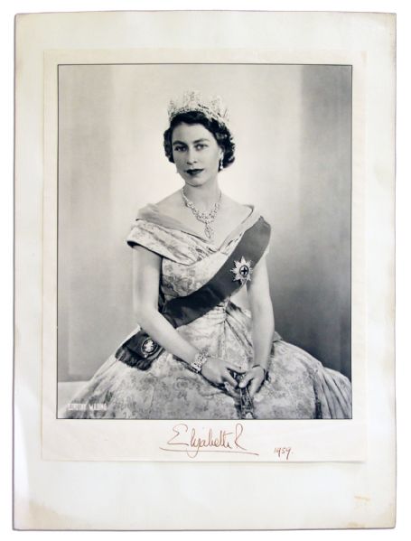 Queen Elizabeth's Official Coronation Photo Signed in 1959