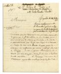 French Admiral Latouche Treville Letter Signed -- ...The crew of the ship Tordeaux wrecked in 1773 on the island of Tizago, where they had found the most awful captivity...