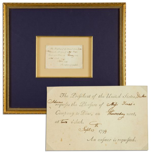John Adams Invitation to President's House -- Rare