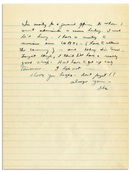 Dwight Eisenhower 1942 Autograph Letter Signed -- ''...Last night...I found awaiting me a notification that I'd been appointed a reg. Maj-Gen. by the President. That practically floored me...''