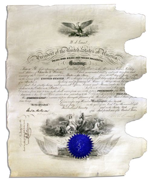Ulysses S. Grant Signed Naval Document as President -- 1870