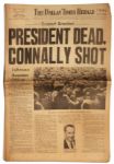 JFK Assassination Newspaper -- ''Dallas Times Herald'' -- 22 November 1963 -- ''PRESIDENT DEAD, CONNALLY SHOT''