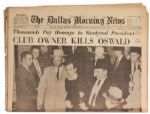 JFK Assassination Newspaper -- ''The Dallas Morning News'' -- 25 November 1963 -- Announcing Oswald's Death