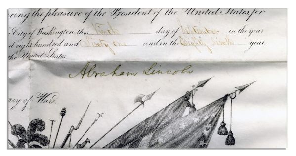 Abraham Lincoln Civil War Military Document Signed as President -- With Bold, Full Signature
