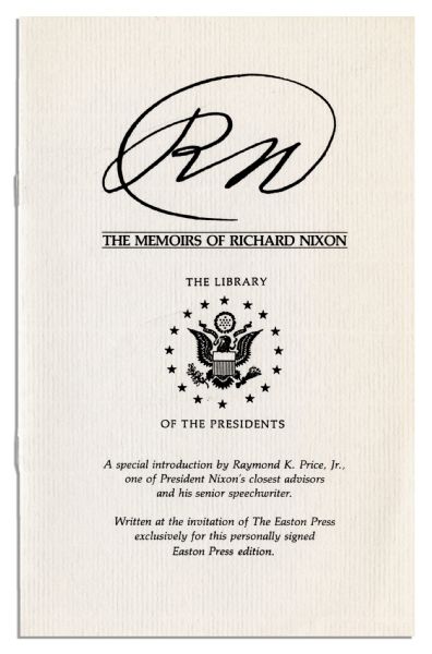 Richard Nixon Signed Easton Press Edition of ''The Memoirs of Richard Nixon''