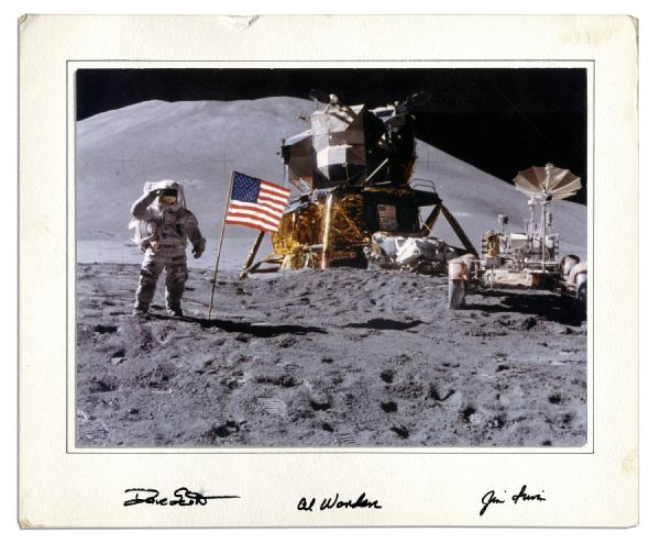 Apollo 15 Moon Landing Photo With All 3 Astronaut Signatures