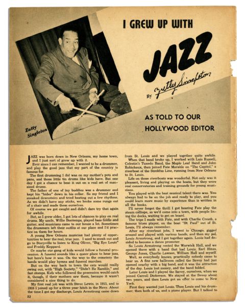 Duke Ellington Autograph Magazine Photo Signed ''good luck / Duke Ellington'' -- Measures 8.5'' x 11'' -- Very Good With Chips to Left Edge & Toning