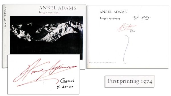 First Printing of Ansel Adams' ''Images 1923-1974'' Signed by the Artist