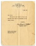 WWII General Courtney Hodges Letter Signed -- May 1945 Just After Battle of the Bulge -- With First Army Shoulder Patch Given by Hodges to Letter's Recipient