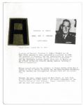 WWII General Courtney Hodges Letter Signed -- May 1945 Just After Battle of the Bulge -- With First Army Shoulder Patch Given by Hodges to Letter's Recipient