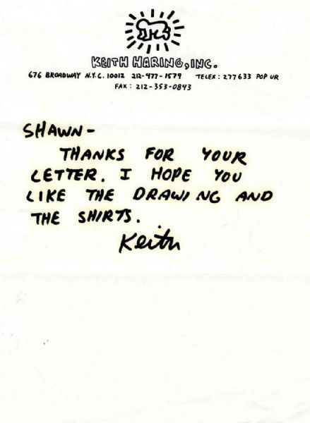 Keith Haring Autograph Letter Signed -- on Keith Haring, Inc. 8.5'' x 11'' Letterhead With Iconic Logo -- Very Good Condition