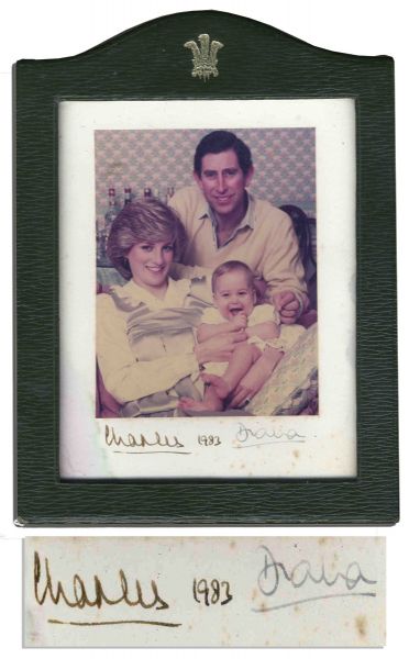 Rare Princess Diana & Prince Charles Signed Photo -- Featuring Lady Di Holding Their Newborn Prince William