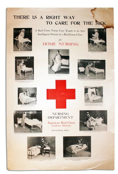 Vintage Red Cross Poster -- 1940's Poster on Home Nursing