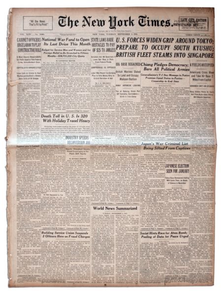 4 September 1945 ''New York Times'' -- Occupation of Japan