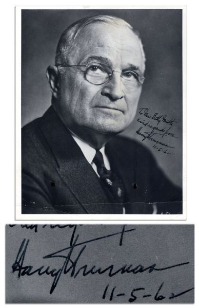 Harry S. Truman Signed 8'' x 10'' Photo