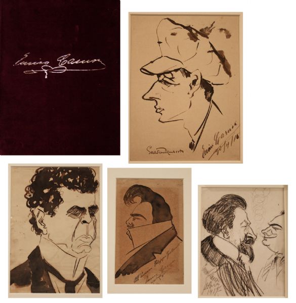 Extraordinary Collection of Art by Enrico Caruso -- The Opera Great, Also Known for His Sketches, Here Draws 39 Portraitures, Many Self-Portraits