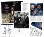 Neil Armstrong Signed Photo & Signed Program From National Geographics 1970 Hubbard Medal Ceremony -- Fantastic Lot of Two Signatures by the Elusive Astronaut