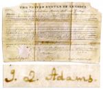 John Quincy Adams Signed 1825 Land Grant as President