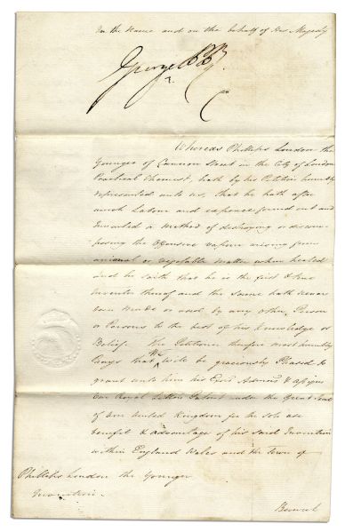George IV Document Signed as Prince Regent While His Father, King George III Was Incapacitated Due to Mental Illness