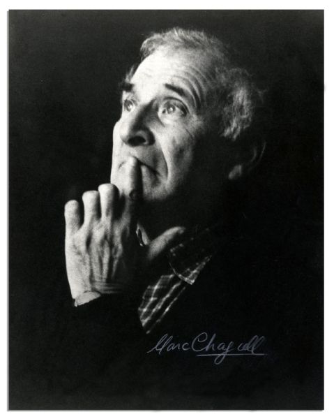Artist Marc Chagall Signed 8'' x 10'' Photo -- Signed ''Marc Chagall'' in White Upon Matte Finish -- Near Fine