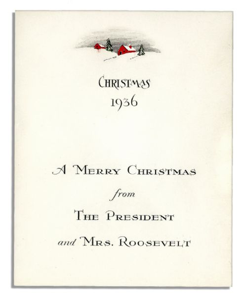 Christmas Card From FDR's 1936 White House Following His Landslide Re-election -- Fine Condition