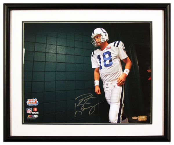 Peyton Manning Signed & Framed Large 20'' x 16'' Photo From 2007 Superbowl XLI -- With Steiner COA & NFL Hologram