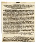 Broadside Issued by Oliver Cromwells Parliament to Fight Crime During Third English Civil War & War of 3 Kingdoms -- Bounty on Robbers & Crackdown on Influx of Rogues From Ireland -- 1649